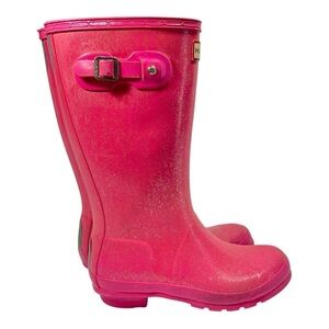HUNTER Pink Glitter Kids Rain Boots Size 3/4